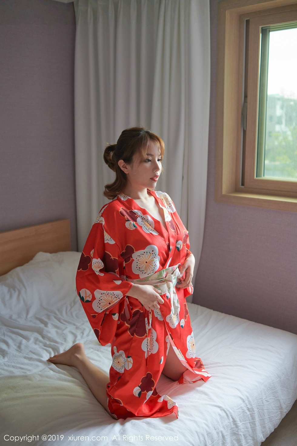 XiuRen女神黄乐然韩国旅拍私房日式和服半露豪乳惹火魅惑套图写真